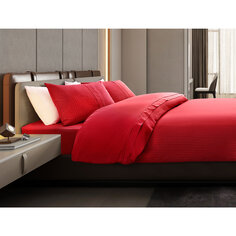 Комплект постельного белья в одну полоску Madame Coco Adrien - красный