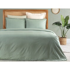 Комплект постельного белья с кисточками размера «king-size» Madame Coco Sona — хаки
