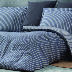 Комплект постельного белья Maxstyle в бамбуковую полоску антрацитового цвета