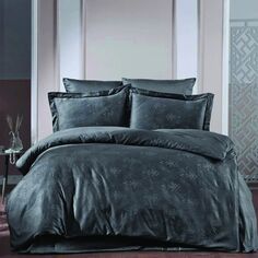 Комплект постельного белья Maxstyle с жаккардовым атласом Giza антрацитового цвета