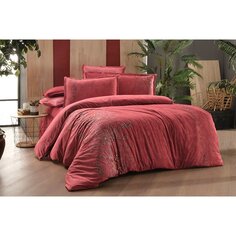 Sarev Бордовый Комплект постельного белья из фантазийного поплина, двойной V1
