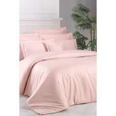 Сарев Жаккардовые полоски Розовый Двойной 260 Tc Комплект постельного белья из 100% атласного хлопка Sarev