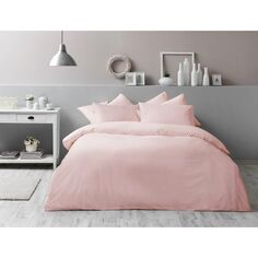 Комплект постельного белья Tac — Розовый базовый комплект двойных антибактериальных пододеяльников Taç
