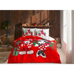 Комплект постельного белья Рождественский комплект хлопковых двойных пододеяльников Tac Disney «Минни и Микки» Taç