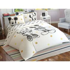 Комплект постельного белья с блестками «Минни и Микки», лицензированный Tac Disney Taç