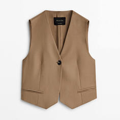 Жилет Massimo Dutti Flannel One-button Suit, бежевый