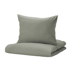 Комплект постельного белья Ikea Аkerfibbla, сине-зеленый/белый