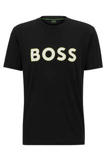 Футболка Boss Crew-neck In Cotton Jersey With Logo Print, черный