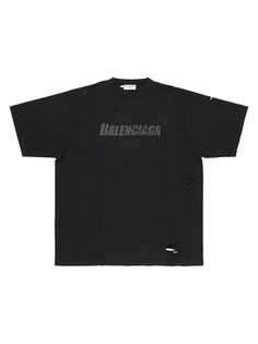 Разрушенная футболка Boxy Fit Balenciaga, черный