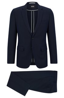 Костюм Hugo Boss Slim-fit In Micro-patterned Performance-stretch Cloth, темно-синий