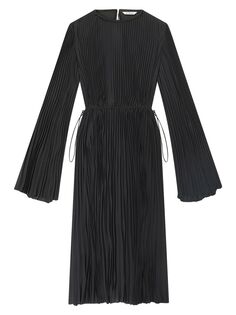 Плиссированное платье с кулиской Balenciaga, черный