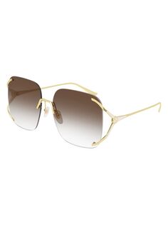 Круглые солнцезащитные очки Fork 60MM Gucci, золотой