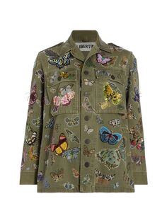 Винтажная французская военная куртка Millions Of Butterflies Libertine, зеленый