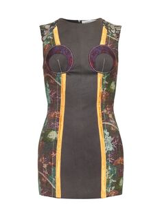 Мини-платье из регенерированного гобелена с цветочным принтом Marine Serre, разноцветный