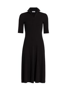 Платье-футляр миди из хлопка с высоким воротником Rosetta Getty, черный