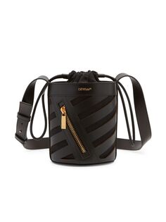 Кожаная сумка-мешок с диагональным вырезом Off-White, черный