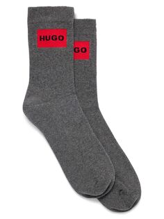 Набор из двух коротких носков с логотипом HUGO, серый