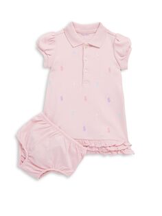 Платье поло с оборками и шаровары для девочки для малышки Polo Ralph Lauren, розовый
