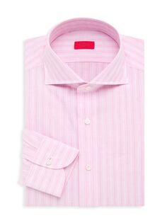 Полосатая классическая рубашка Isaia, розовый