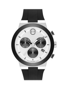 Часы с хронографом Bold Fusion с силиконовым ремешком Movado, серебряный