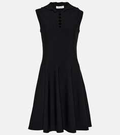 Трикотажное мини-платье с капюшоном ALAÏA, черный