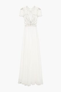 Шифоновое свадебное платье Amaryllis с тюлевыми вставками JENNY PACKHAM, слоновая кость