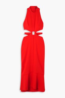 Платье миди из эластичного кади с декорированным вырезом PROENZA SCHOULER, красный