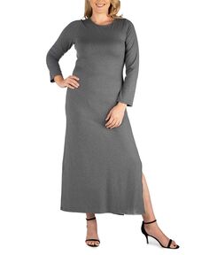 Женское облегающее платье макси больших размеров с боковыми разрезами 24seven Comfort Apparel, серый