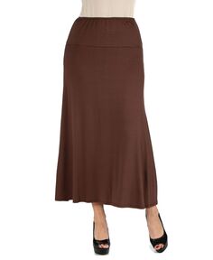 Макси-юбка с эластичной резинкой на талии больших размеров 24seven Comfort Apparel, коричневый