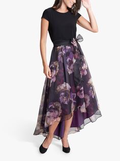 Gina Bacconi Sahra Платье макси из органзы с цветочным принтом, фиолетовое