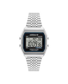 Часы-унисекс с цифровым браслетом из нержавеющей стали с двумя серебристыми тонами, 36 мм adidas