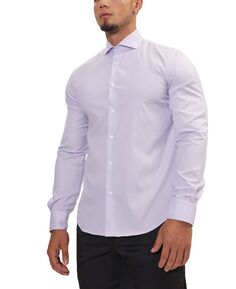 Мужская приталенная рубашка в современном стиле с раздвинутым воротником RON TOMSON