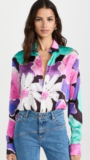 Блуза BruceGlen Watercolor Floral Stretch Silk Button Up