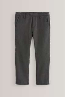 Элегантные узкие школьные брюки на стрейче Next, серый