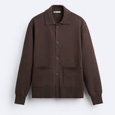 Кардиган Zara Knit With Pockets, коричневый