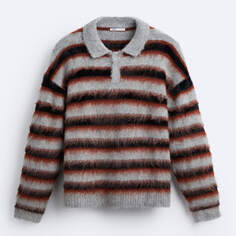 Джемпер-поло Zara Brushed Knit, серый