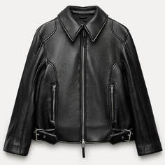 Куртка Zara ZW Collection Leather Effect, черный