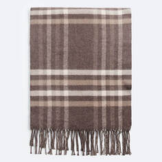 Двусторонний клетчатый шарф Zara, коричневый