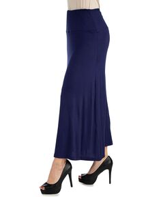 Женская макси-юбка больших размеров с эластичной резинкой на талии 24seven Comfort Apparel, синий