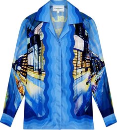 Рубашка Casablanca Long-Sleeve Cuban Collar Shirt &apos;Tokyo Nights&apos;, разноцветный
