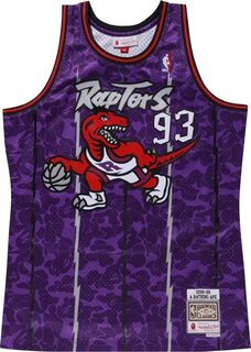 Футболка BAPE x Mitchell &amp; Ness Raptors Camo Basketball Swingman Jersey &apos;Purple&apos;, фиолетовый