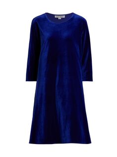Эластичное бархатное платье трапециевидной формы Caroline Rose, сапфировый