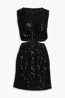 Вельветовое платье мини с вырезами и пайетками MAJE, черный