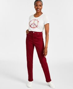 Женские прямые джинсы с высокой посадкой Style &amp; Co