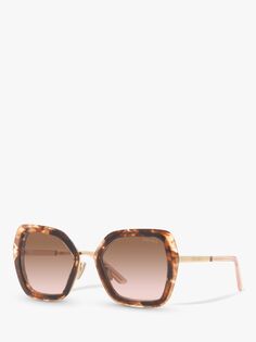 Prada PR 53YS Женские квадратные солнцезащитные очки, карамельно-черепаховый/коричневый с градиентом