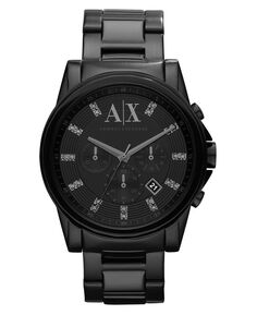 Мужские часы с хронографом, черный браслет из нержавеющей стали, 45 мм Armani Exchange