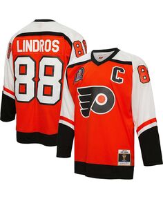 Мужская футболка Эрика Линдроса Orange Philadelphia Flyers 1992 Blue Line Player Mitchell &amp; Ness