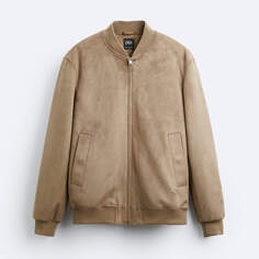 Куртка утепленная Zara Faux Suede, светло-коричневый