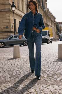 Джинсовая рубашка z1975 с вышивкой ZARA, синий