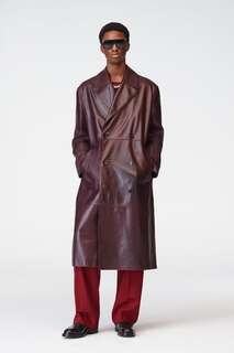 Кожаное пальто со швами, ограниченная серия ZARA, бордовый